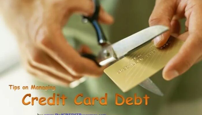 Debt credit card people cards managing tips cutting some loans money cut being guide top scissors ppt powerpoint presentation skip